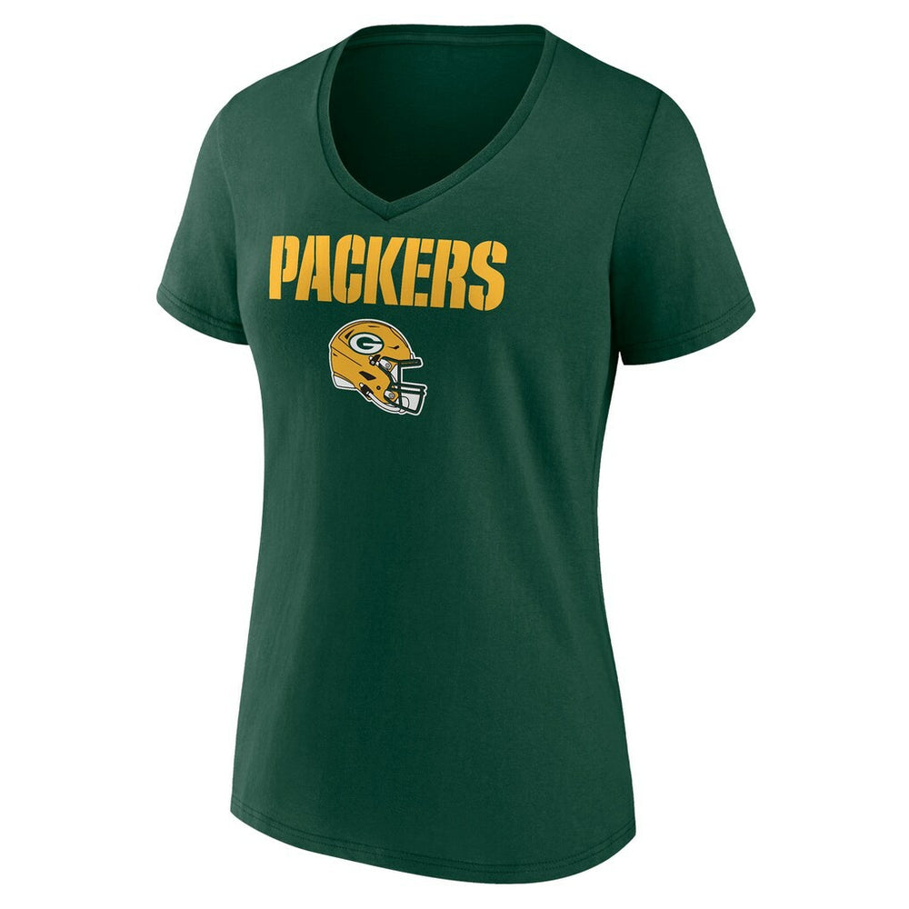 Green Bay Packers Women's Personalized Name & Number Team Wordmark V-Neck T-Shirt | NFL Sale
