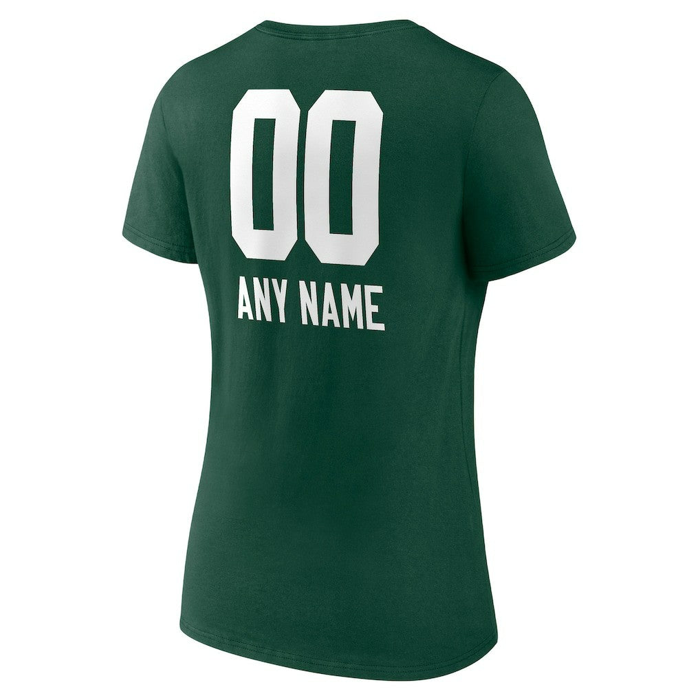 Green Bay Packers Women's Personalized Name & Number Team Wordmark V-Neck T-Shirt | NFL Sale