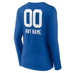 Indianapolis Colts Women's Personalized Name & Number Team Wordmark Long Sleeve V-Neck T-Shirt | NFL Sale