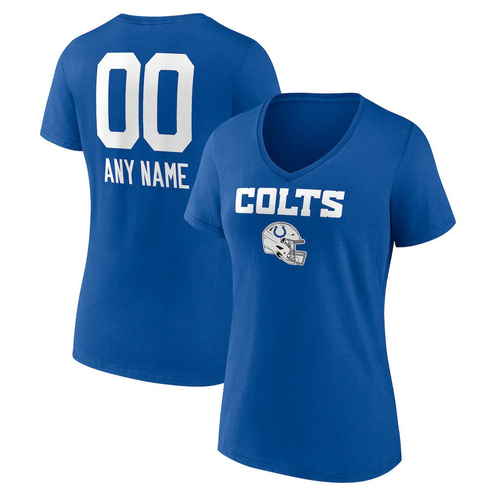 Indianapolis Colts Women's Personalized Name & Number Team Wordmark V-Neck T-Shirt | NFL Hot