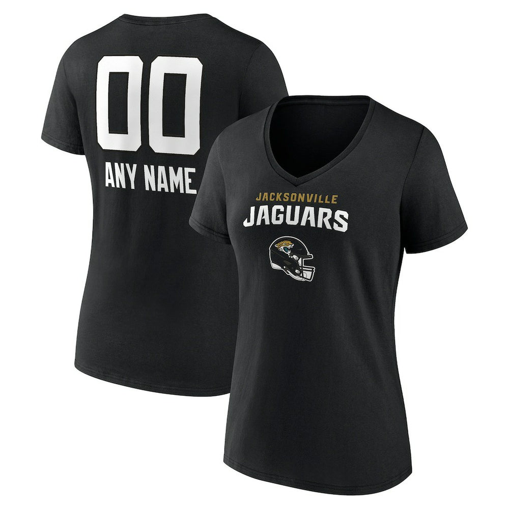 Jacksonville Jaguars Women's Personalized Name & Number Team Wordmark V-Neck T-Shirt | NFL Sale
