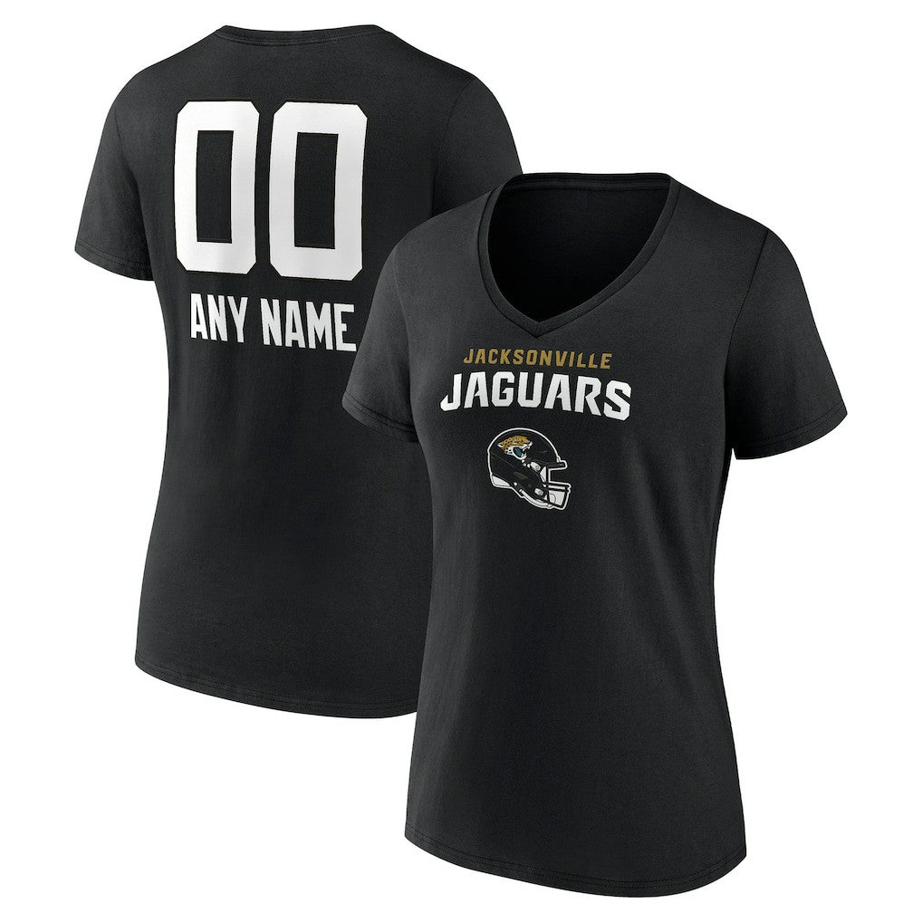 Jacksonville Jaguars Women's Personalized Name & Number Team Wordmark V-Neck T-Shirt | NFL Sale