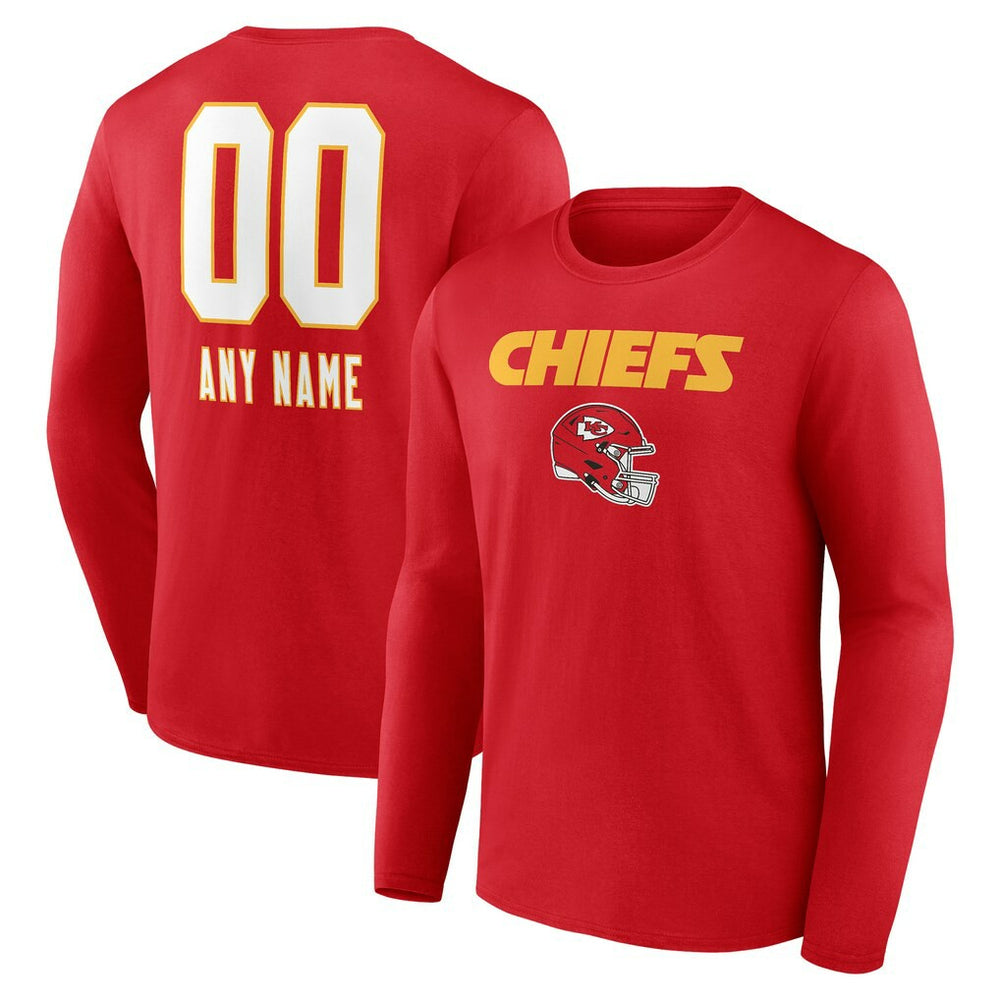 Kansas City Chiefs Personalized Name & Number Team Wordmark Long Sleeve T-Shirt | NFL On sale