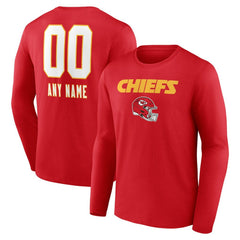 Kansas City Chiefs Personalized Name & Number Team Wordmark Long Sleeve T-Shirt | NFL On sale