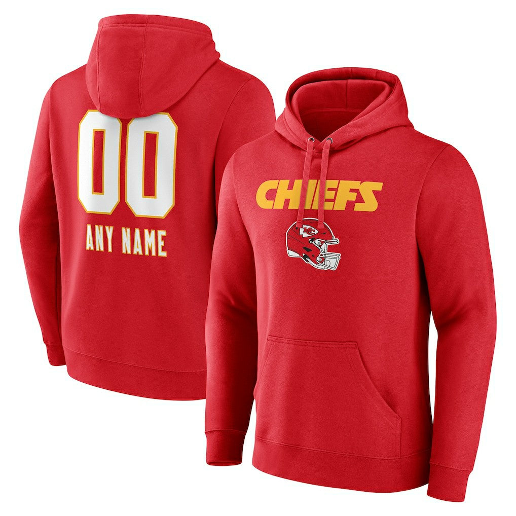 Kansas City Chiefs Personalized Name & Number Team Wordmark Pullover Hoodie | NFL Hot