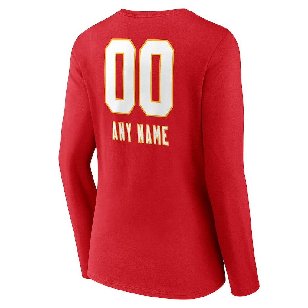Kansas City Chiefs Women's Personalized Name & Number Team Wordmark Long Sleeve V-Neck T-Shirt | NFL Online