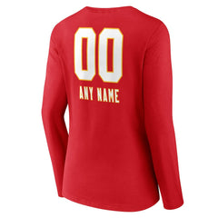 Kansas City Chiefs Women's Personalized Name & Number Team Wordmark Long Sleeve V-Neck T-Shirt | NFL Online
