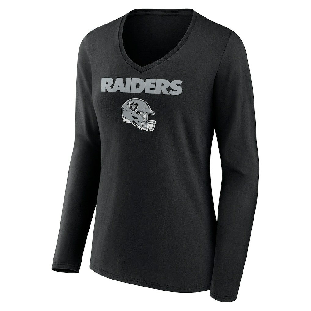Las Vegas Raiders Women's Personalized Name & Number Team Wordmark Long Sleeve V-Neck T-Shirt | NFL Online