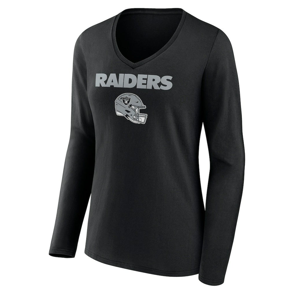 Las Vegas Raiders Women's Personalized Name & Number Team Wordmark Long Sleeve V-Neck T-Shirt | NFL Online