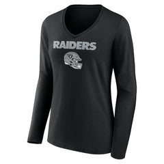 Las Vegas Raiders Women's Personalized Name & Number Team Wordmark Long Sleeve V-Neck T-Shirt | NFL Online