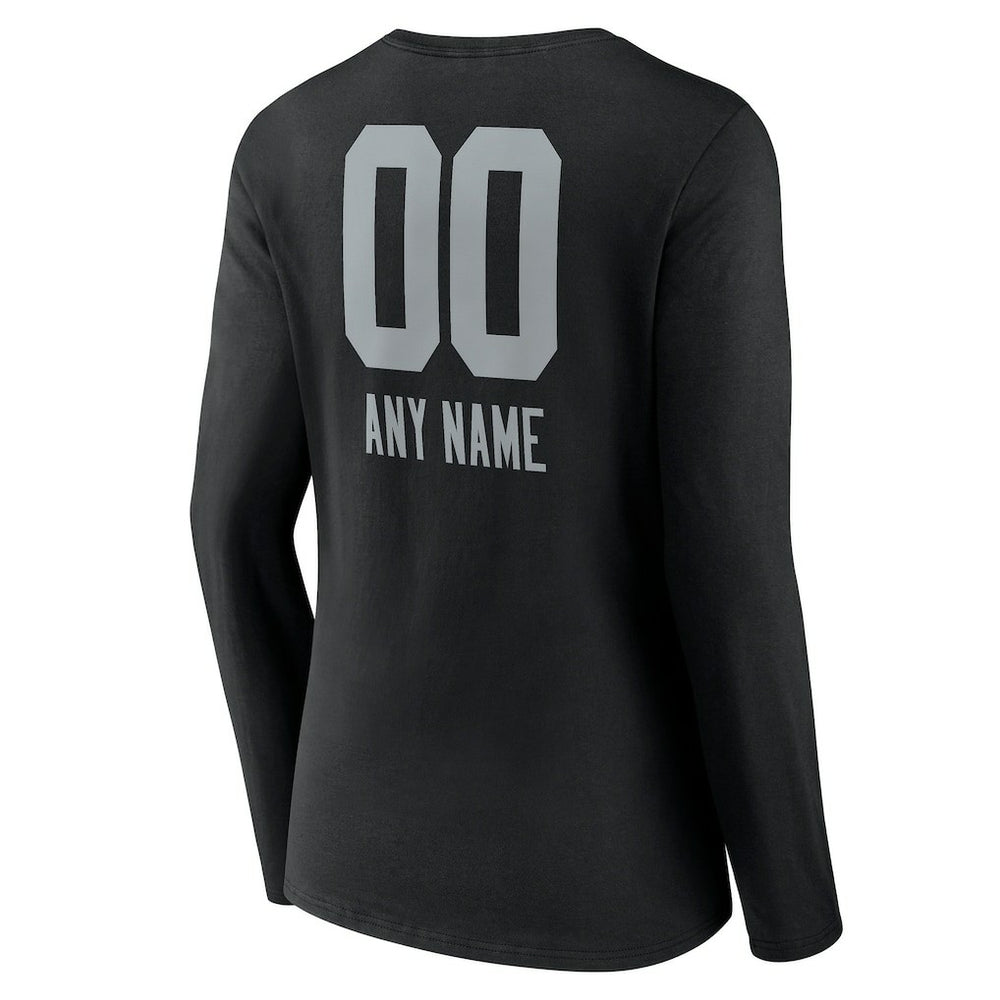 Las Vegas Raiders Women's Personalized Name & Number Team Wordmark Long Sleeve V-Neck T-Shirt | NFL Online