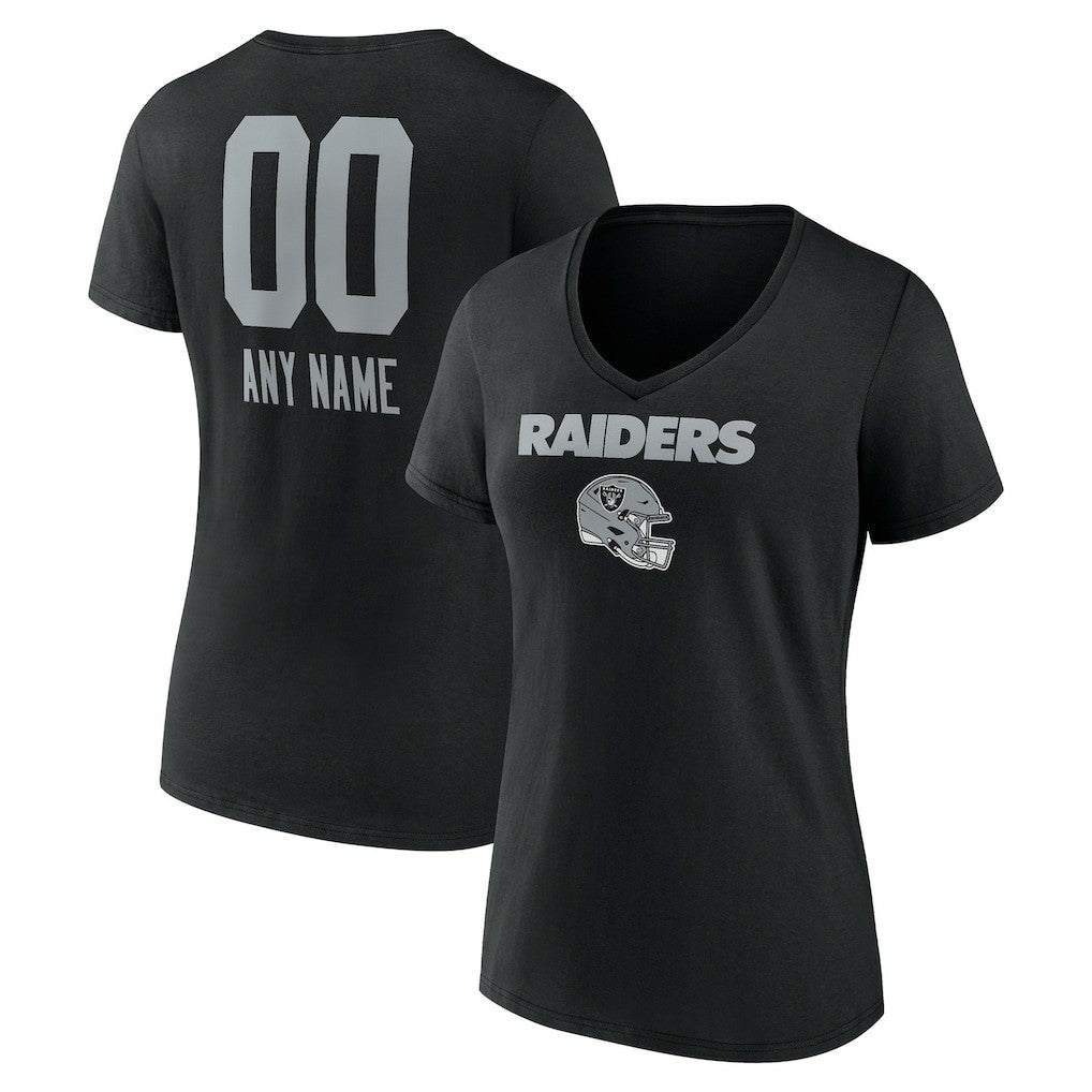 Las Vegas Raiders Women's Personalized Name & Number Team Wordmark V-Neck T-Shirt | NFL Hot