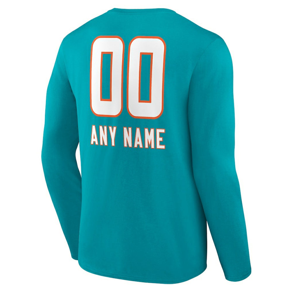 Miami Dolphins Personalized Name & Number Team Wordmark Long Sleeve T-Shirt | NFL Outlet