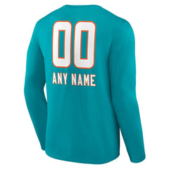 Miami Dolphins Personalized Name & Number Team Wordmark Long Sleeve T-Shirt | NFL Outlet
