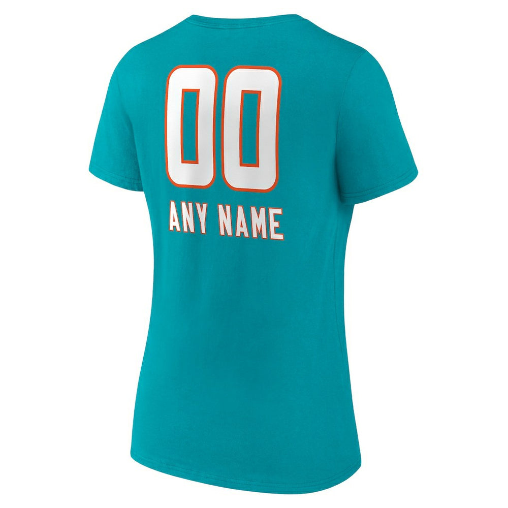 Miami Dolphins Women's Personalized Name & Number Team Wordmark V-Neck T-Shirt | NFL On sale