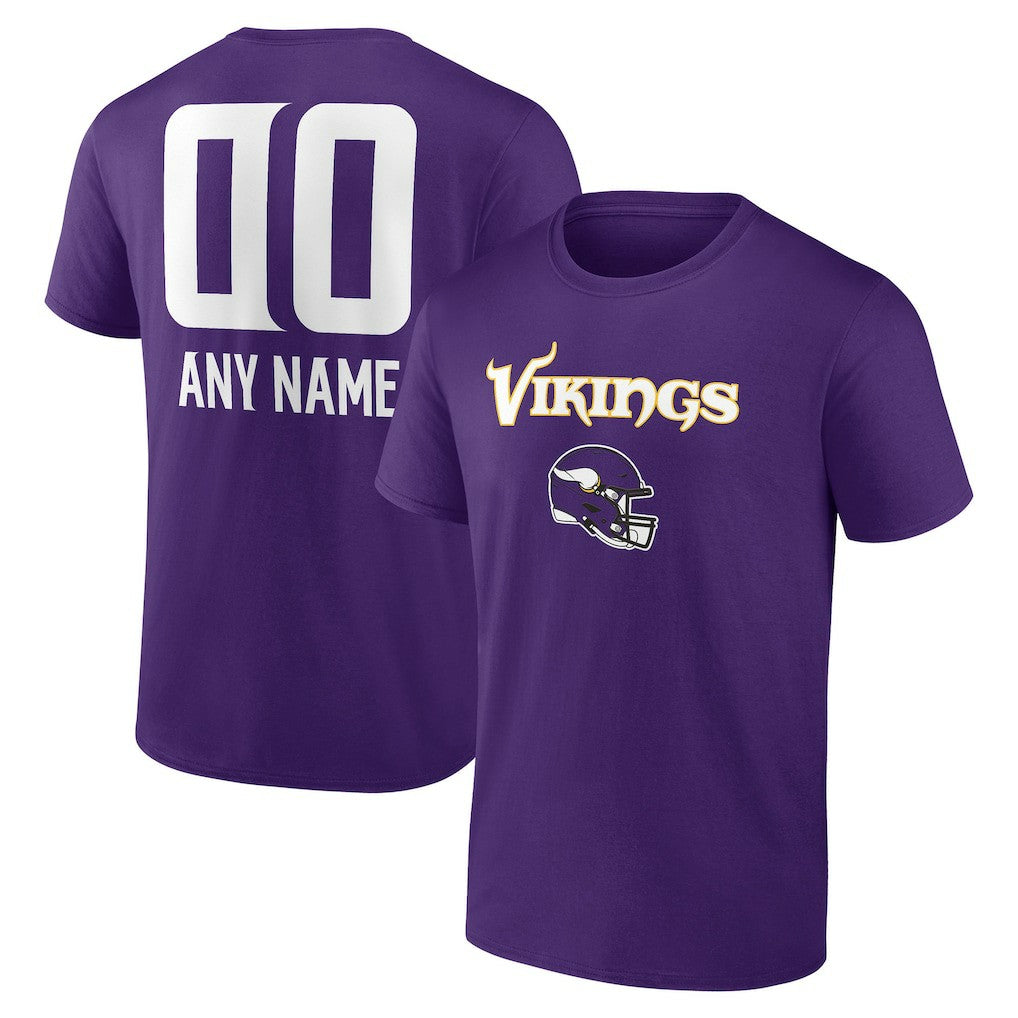 Minnesota Vikings Personalized Name & Number Team Wordmark T-Shirt | NFL Outlet