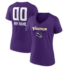 Minnesota Vikings Women's Personalized Name & Number Team Wordmark V-Neck T-Shirt | NFL US
