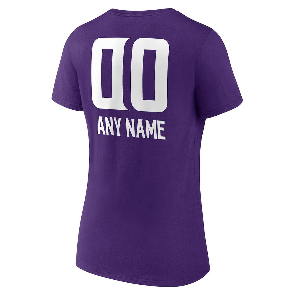 Minnesota Vikings Women's Personalized Name & Number Team Wordmark V-Neck T-Shirt | NFL US
