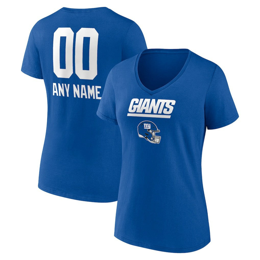 New York Giants Women's Personalized Name & Number Team Wordmark V-Neck T-Shirt | NFL Discount
