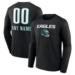 Philadelphia Eagles Personalized Name & Number Team Wordmark Long Sleeve T-Shirt | NFL On sale