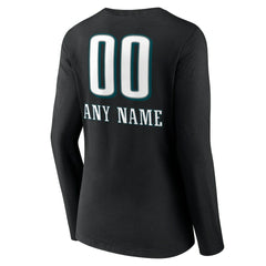 Philadelphia Eagles Women's Personalized Name & Number Team Wordmark Long Sleeve V-Neck T-Shirt | NFL On sale