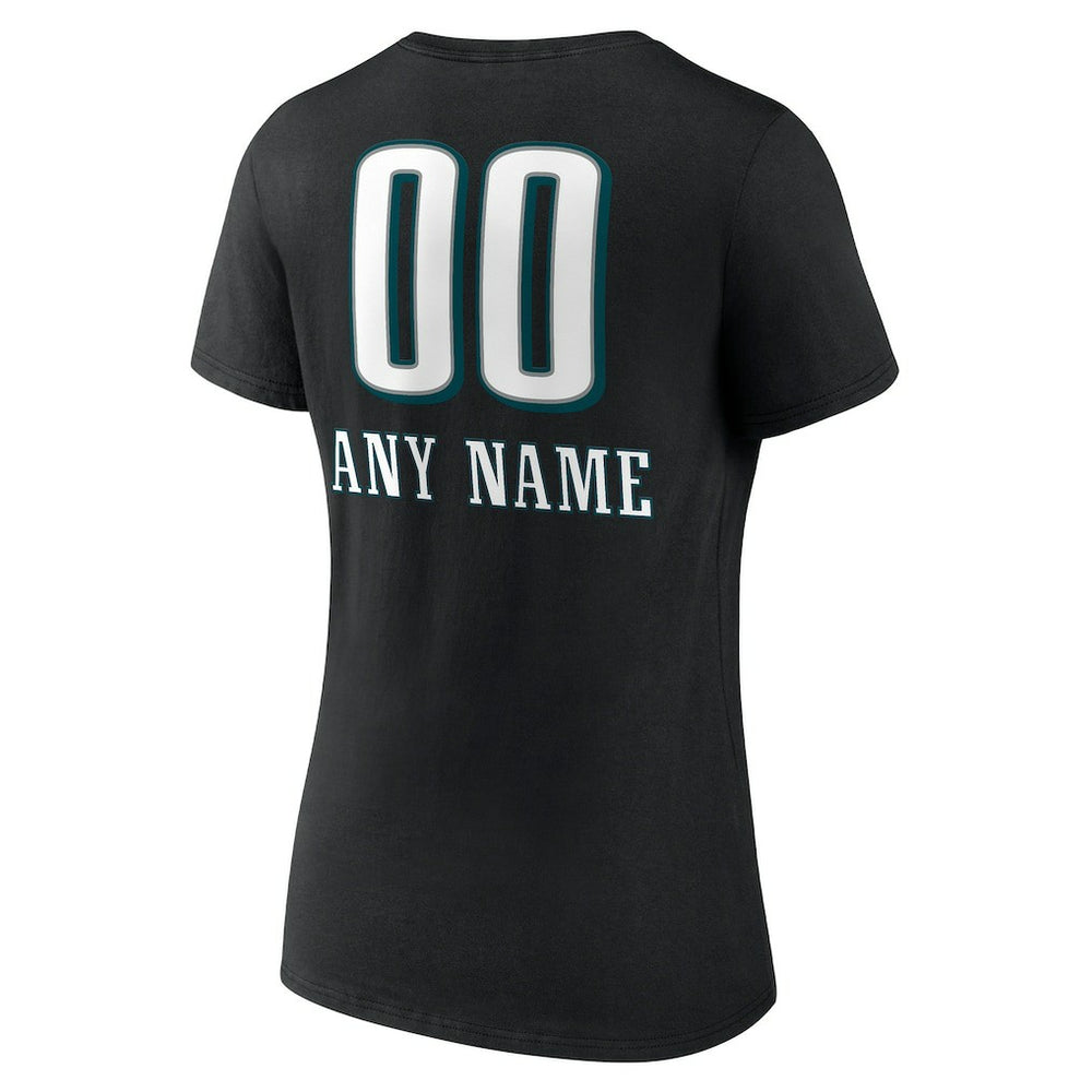 Philadelphia Eagles Women's Personalized Name & Number Team Wordmark V-Neck T-Shirt | NFL US
