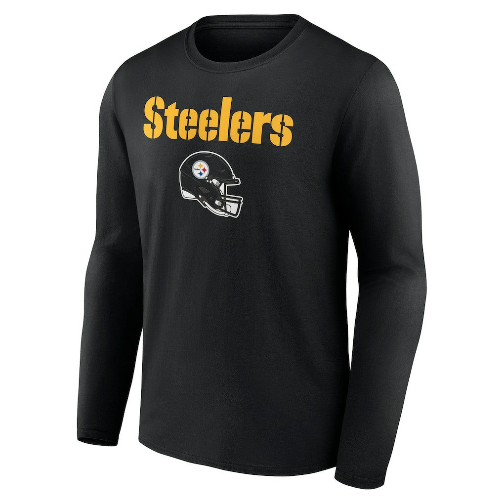 Pittsburgh Steelers Personalized Name & Number Team Wordmark Long Sleeve T-Shirt | NFL Hot