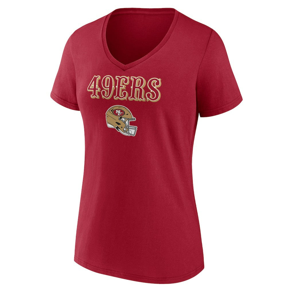 San Francisco 49ers Women's Personalized Name & Number Team Wordmark V-Neck T-Shirt | NFL Outlet