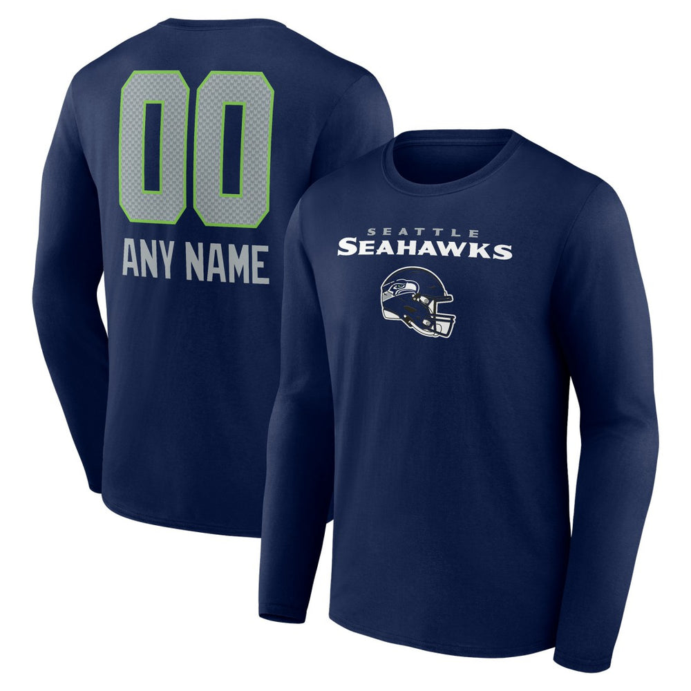 Seattle Seahawks Personalized Name & Number Team Wordmark Long Sleeve T-Shirt | NFL Online