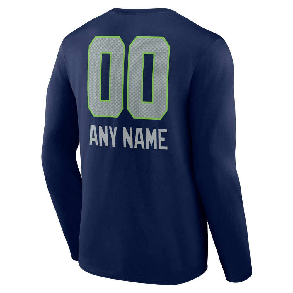 Seattle Seahawks Personalized Name & Number Team Wordmark Long Sleeve T-Shirt | NFL Online
