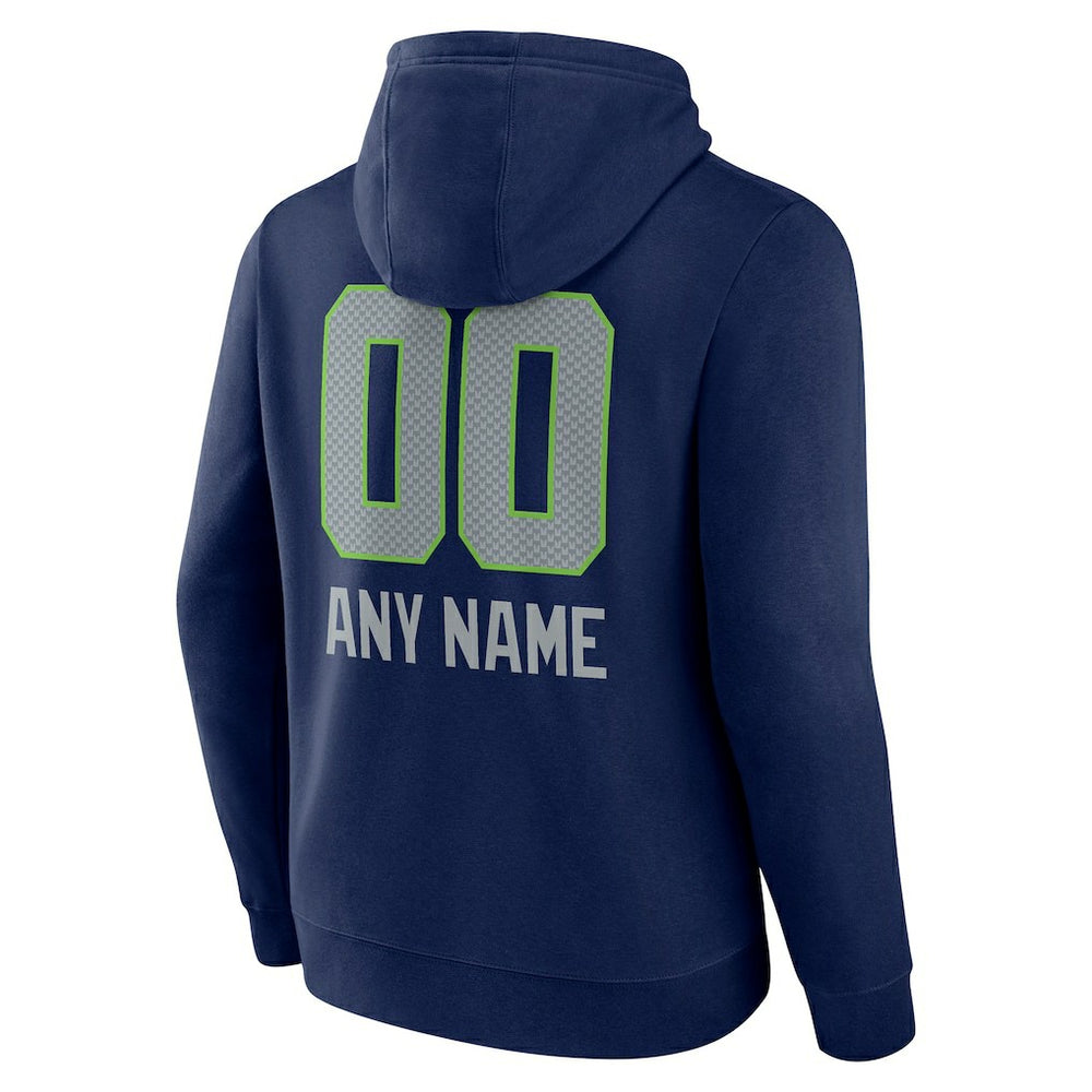 Seattle Seahawks Personalized Name & Number Team Wordmark Pullover Hoodie | NFL New