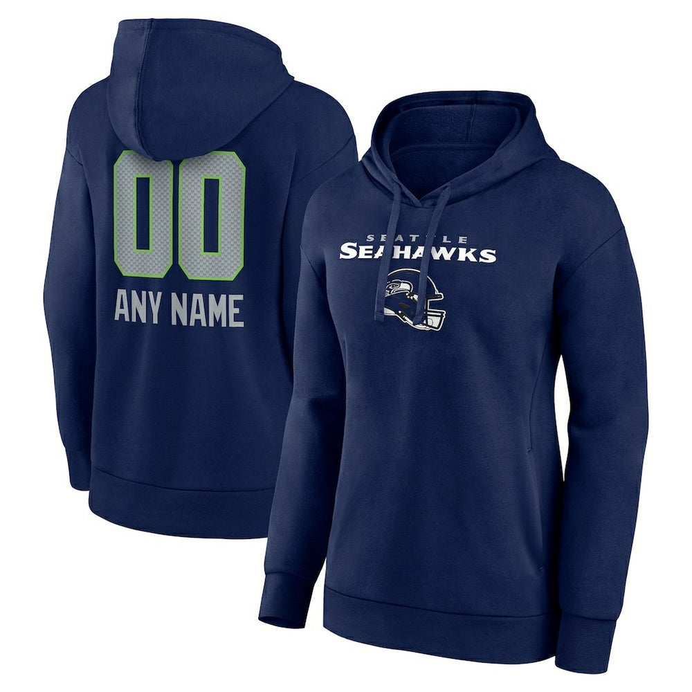 Seattle Seahawks Women's Personalized Name & Number Team Wordmark Pullover Hoodie | NFL Discount