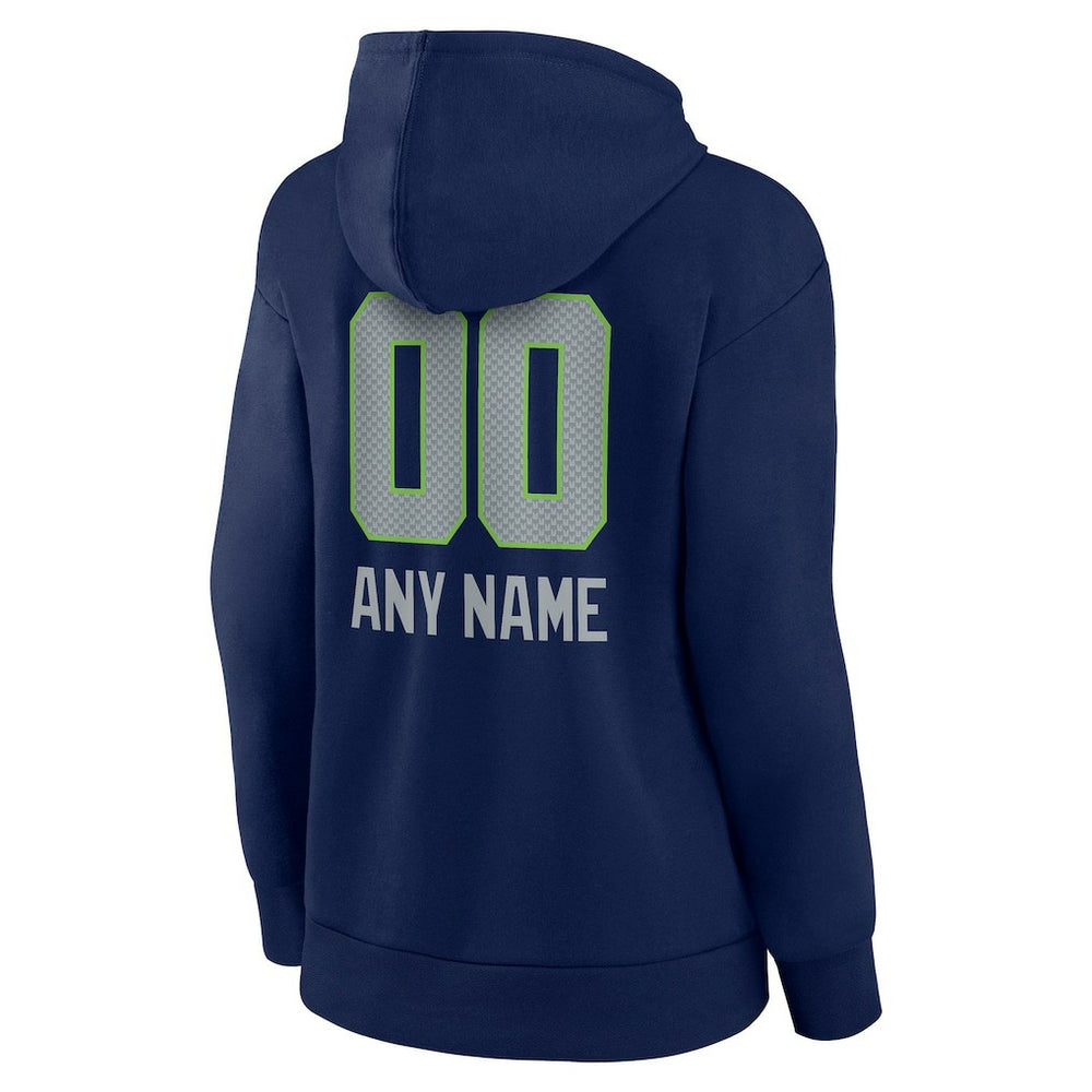 Seattle Seahawks Women's Personalized Name & Number Team Wordmark Pullover Hoodie | NFL Discount