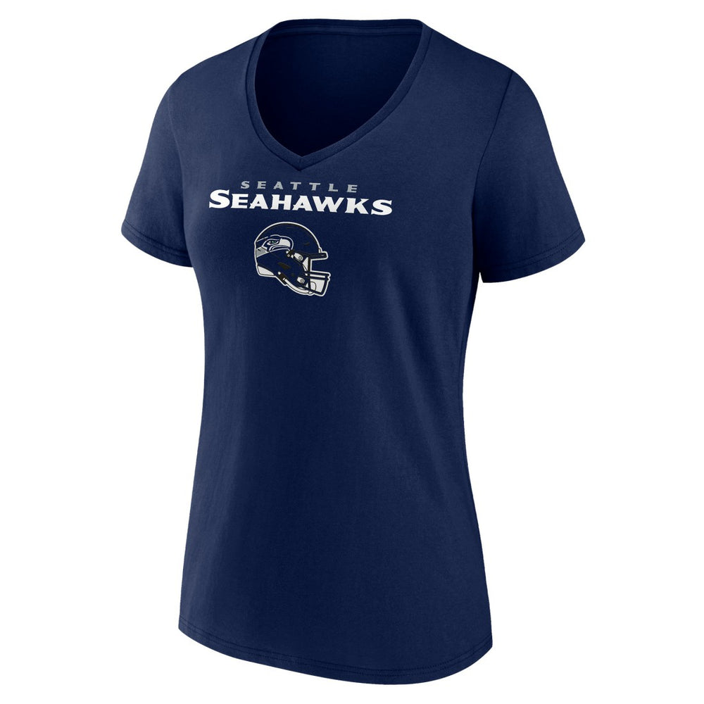 Seattle Seahawks Women's Personalized Name & Number Team Wordmark V-Neck T-Shirt | NFL New