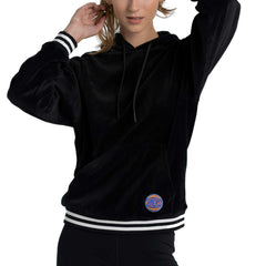 Black New York Knicks Lusso Women's Nellie Oversized Velour Pullover Hoodie | NBA