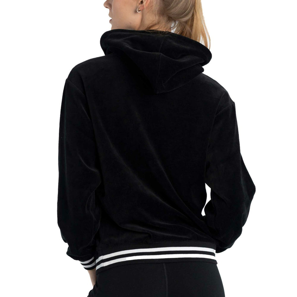 Black New York Knicks Lusso Women's Nellie Oversized Velour Pullover Hoodie | NBA