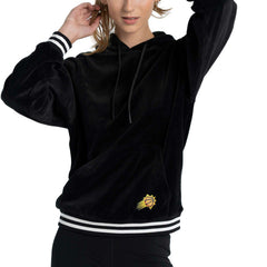 Black Phoenix Suns Lusso Women's Nellie Oversized Velour Pullover Hoodie | NBA