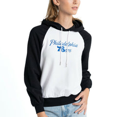 White Philadelphia 76ers Lusso Women's Marlowe Tri-Blend Raglan Pullover Hoodie | NBA