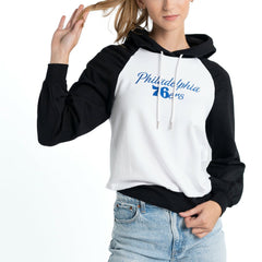 White Philadelphia 76ers Lusso Women's Marlowe Tri-Blend Raglan Pullover Hoodie | NBA