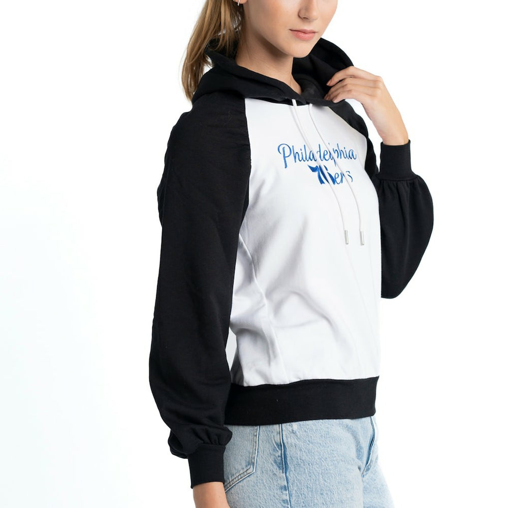 White Philadelphia 76ers Lusso Women's Marlowe Tri-Blend Raglan Pullover Hoodie | NBA