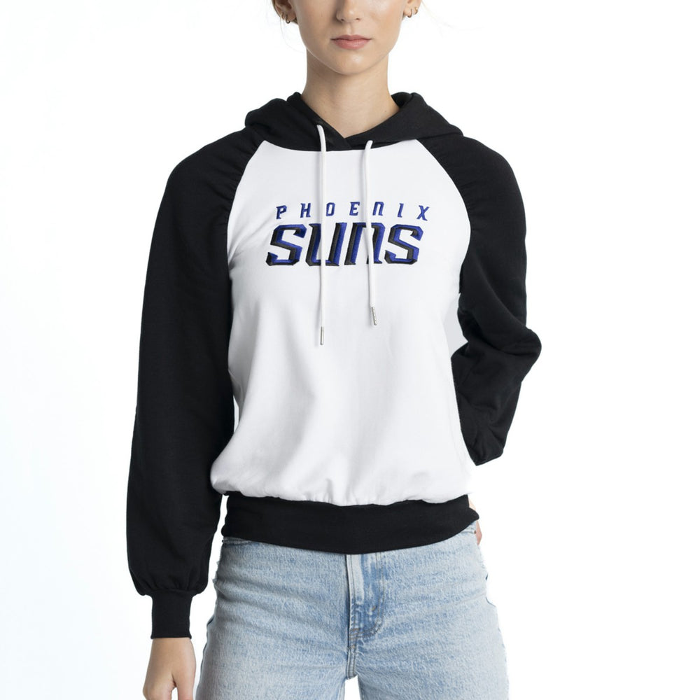 White Phoenix Suns Lusso Women's Marlowe Tri-Blend Raglan Pullover Hoodie | NBA