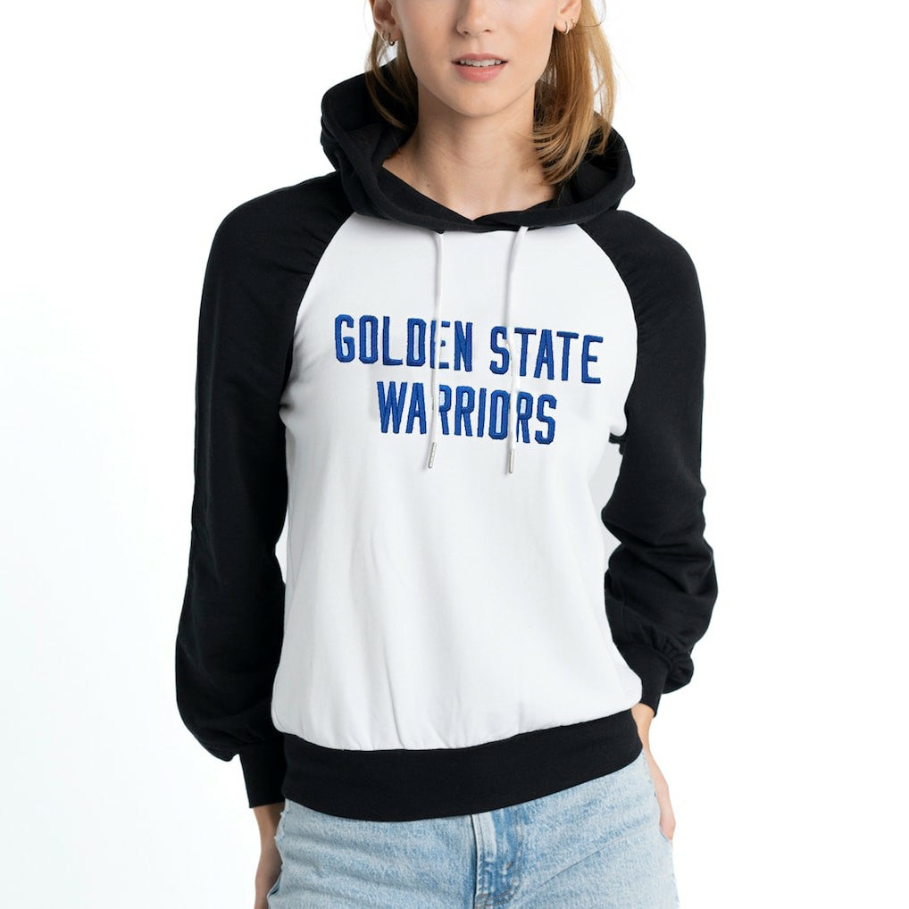 White Golden State Warriors Lusso Women's Marlowe Tri-Blend Raglan Pullover Hoodie sale | NBA