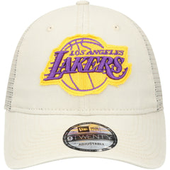 Cream Los Angeles Lakers Rough Edge Logo Trucker 9TWENTY Adjustable Hat | NBA