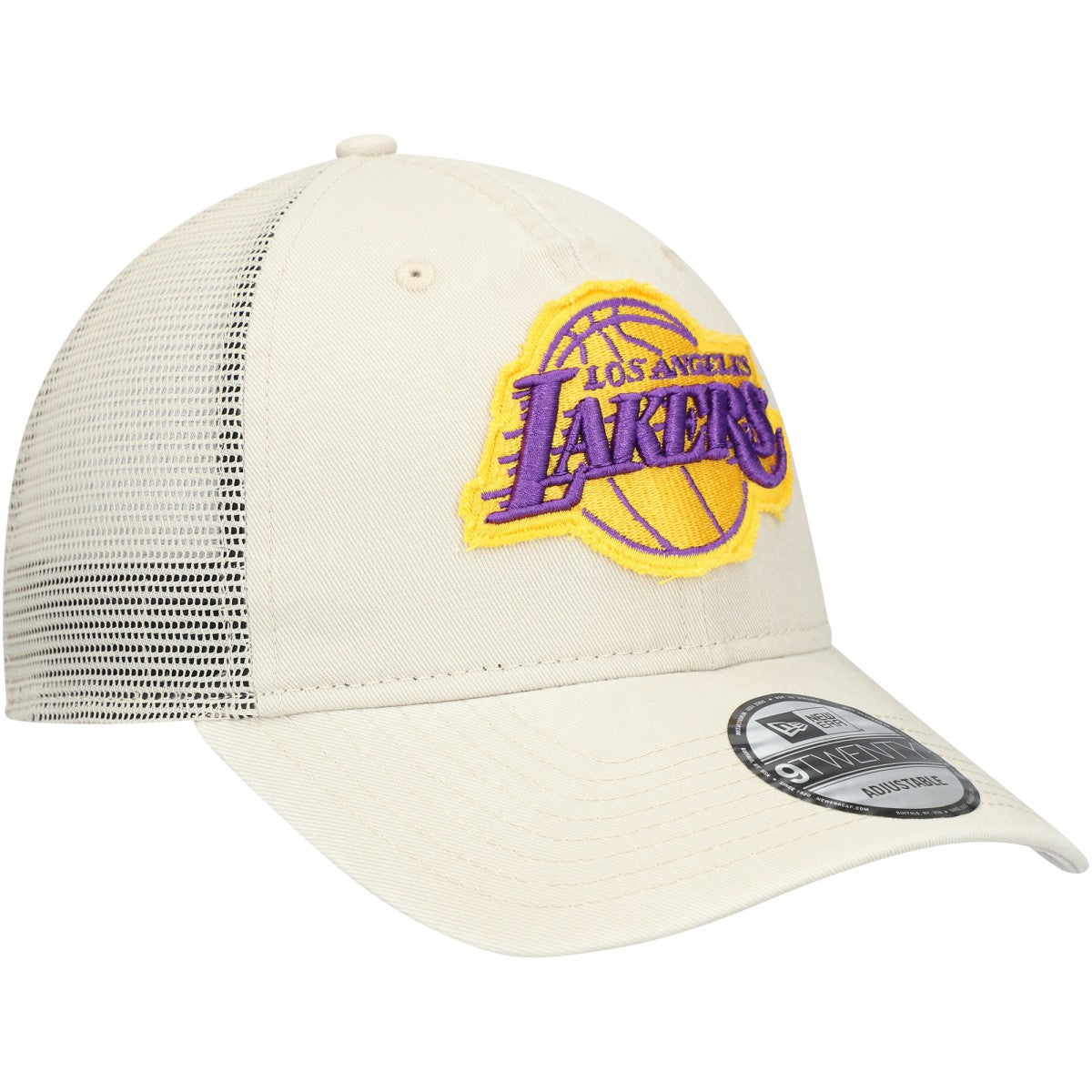 Cream Los Angeles Lakers Rough Edge Logo Trucker 9TWENTY Adjustable Hat | NBA
