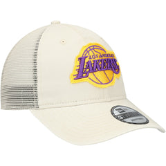 Cream Los Angeles Lakers Rough Edge Logo Trucker 9TWENTY Adjustable Hat | NBA