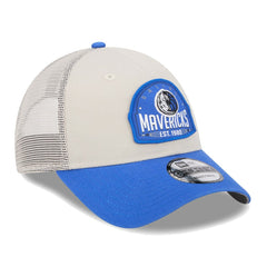 Khaki/Blue Dallas Mavericks Throwback Patch Trucker 9FORTY Adjustable Hat sale | NBA