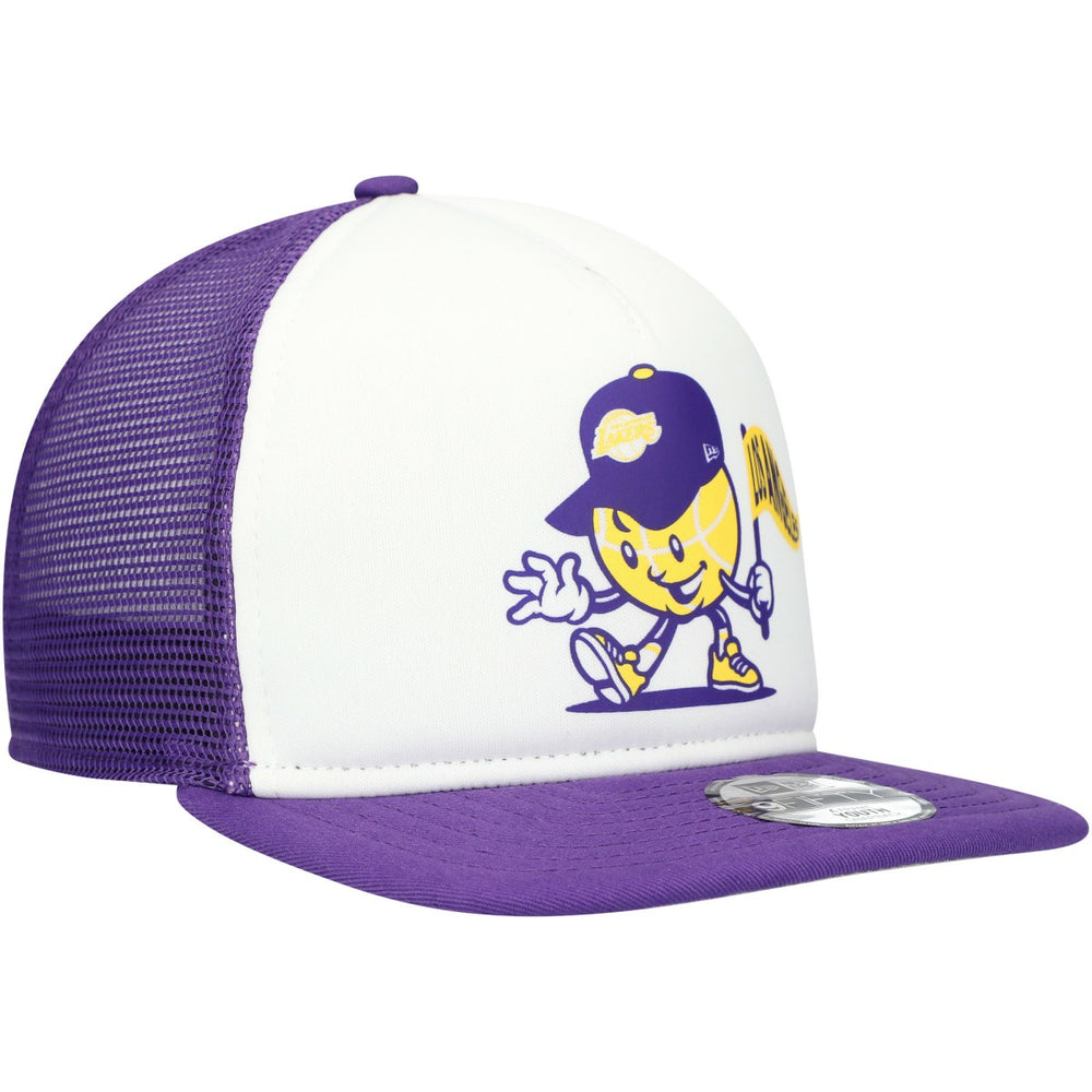 White/Purple Los Angeles Lakers Youth Court Sport Mascot 9FIFTY Snapback Hat | NBA
