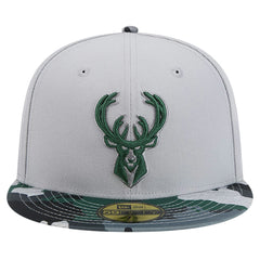 Gray Milwaukee Bucks Active Color Camo Visor 59FIFTY Fitted Hat | NBA