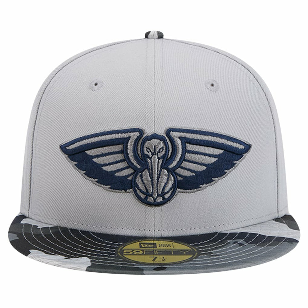 Gray New Orleans Pelicans Active Color Camo Visor 59FIFTY Fitted Hat | NBA