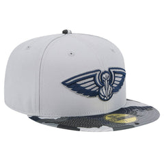 Gray New Orleans Pelicans Active Color Camo Visor 59FIFTY Fitted Hat | NBA
